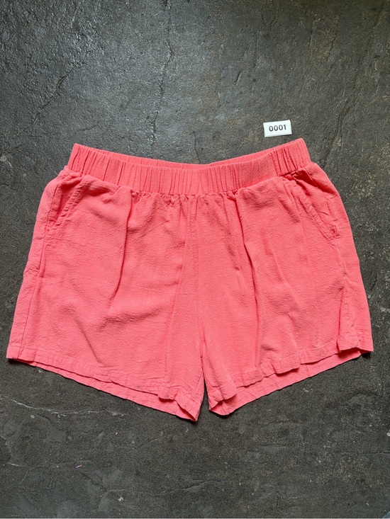 Pants - Women's Linen Coral Elastic-Waist Shorts